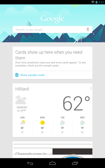 Google Now Main Screen 1